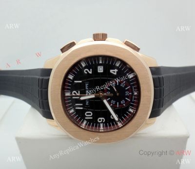 Copy Patek Philippe Aquanaut Chronograph watch Rose Gold Black Dial